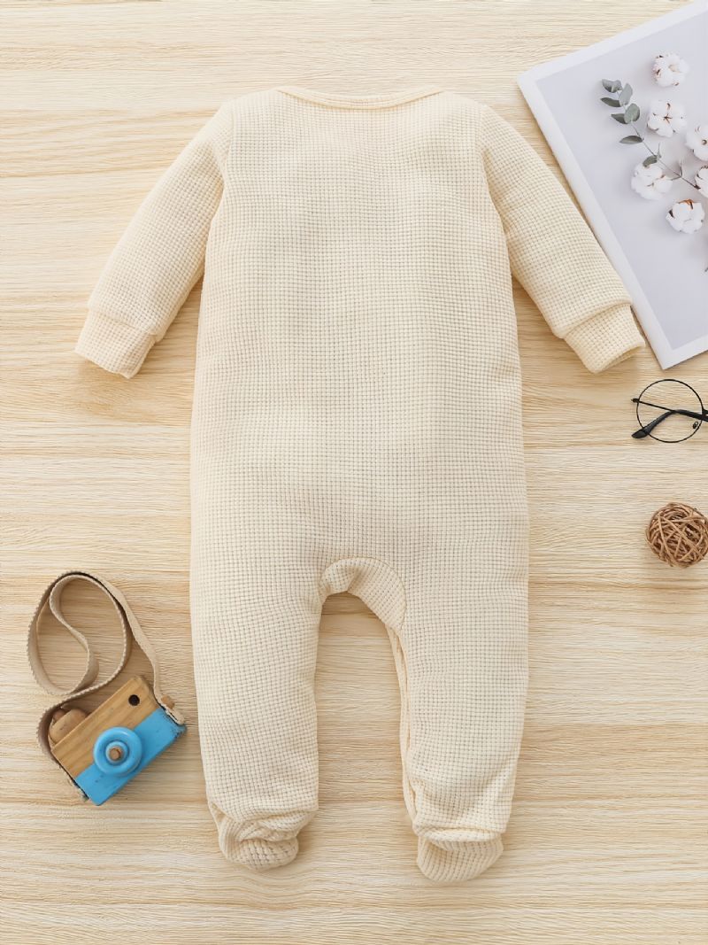 Toddler Baby Jumpsuit Ensfarvet Rund Hals Langærmet Bukser Til Drenge Piger