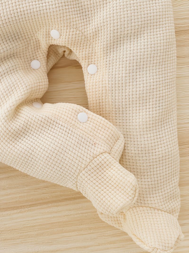 Toddler Baby Jumpsuit Ensfarvet Rund Hals Langærmet Bukser Til Drenge Piger