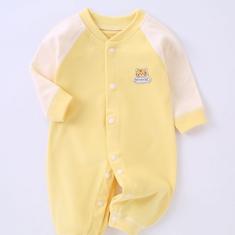 Toddler Baby Jumpsuit Tiger Broderi Rund Hals Langærmet Rullebukser Til Drenge Piger