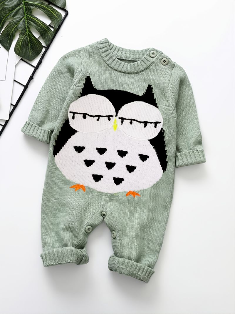 Toddler Baby Sweater Jumpsuit Broderi Rund Hals Langærmet Rullebukser Til Drenge Piger