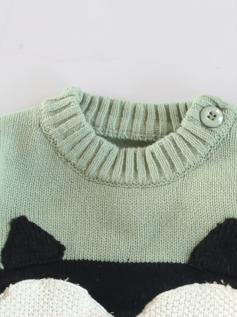 Toddler Baby Sweater Jumpsuit Broderi Rund Hals Langærmet Rullebukser Til Drenge Piger