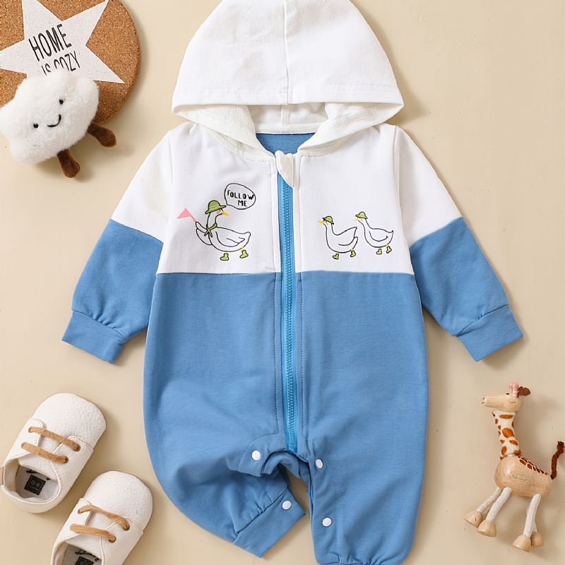 Toddler Newborn Baby Langærmet Sød Printet Hættetrøje Jumpsuit