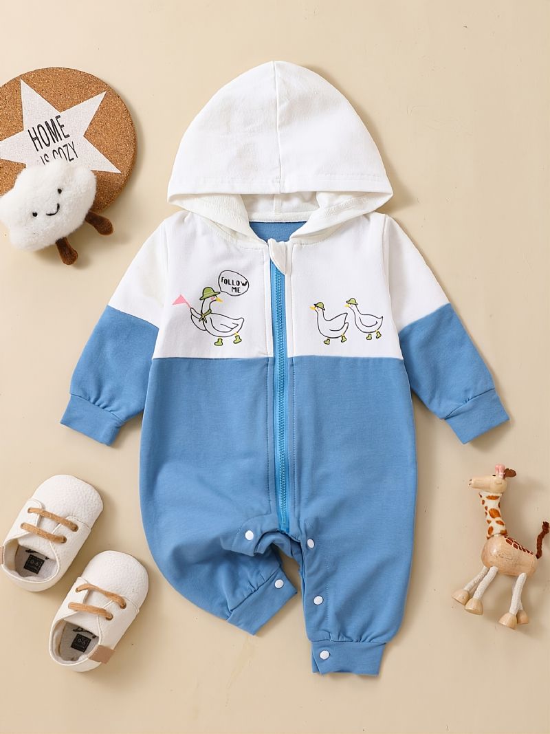 Toddler Newborn Baby Langærmet Sød Printet Hættetrøje Jumpsuit