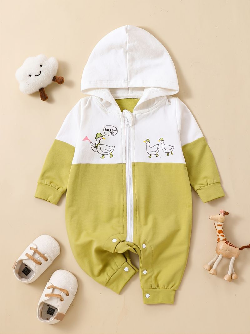 Toddler Newborn Baby Langærmet Sød Printet Hættetrøje Jumpsuit