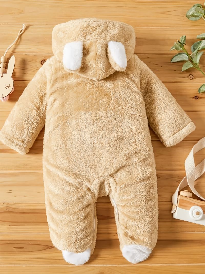 Unisex Baby Fleece Snedragt Bodysuit Footie Hættedragt Romper Jumpsuit Vinter Outwear Babytøj