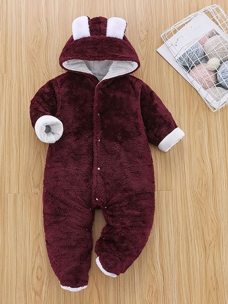 Unisex Baby-hættejakke Med Termofoder Jumpsuit Nyt Vintertøj