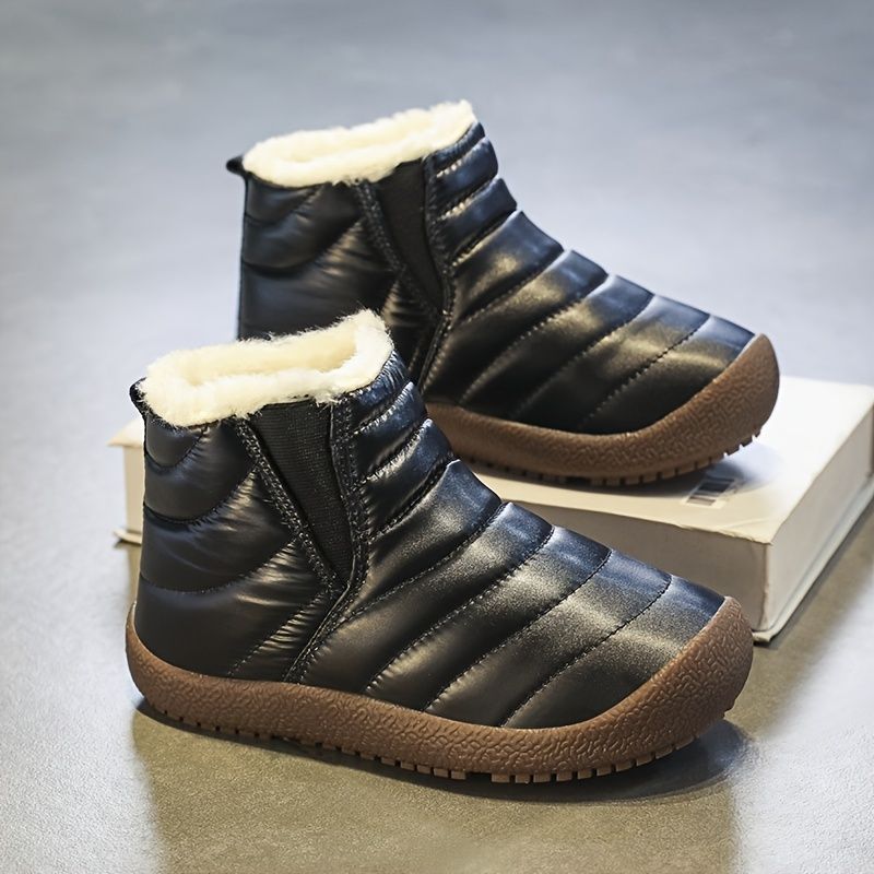 Baby Piger Drenge Snestøvler Plys Vandtæt High-top Slip On Outdoor Sko Til Vinter