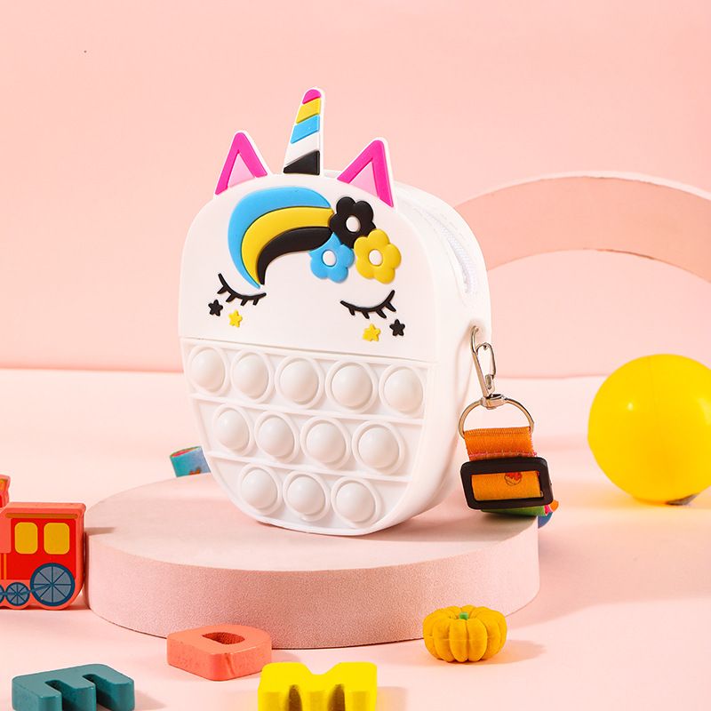 Børne Silikone Sød Unicorn Messenger Bag Møntpung Dekompression Pop Fidget Legetøj Til Drenge Piger