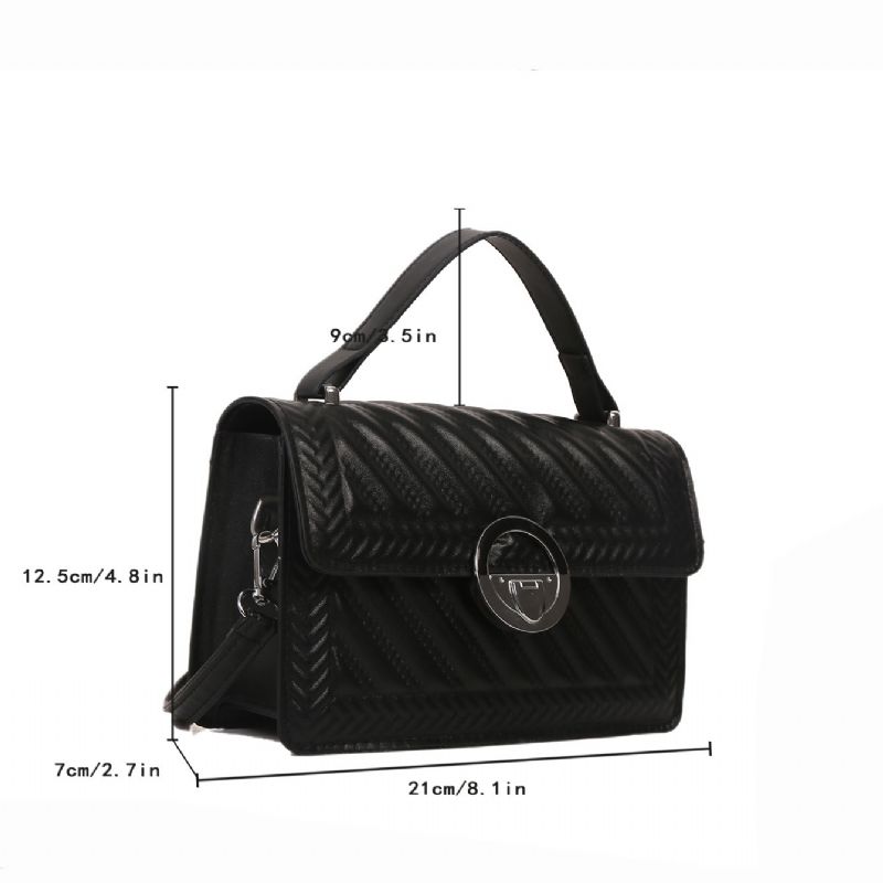 Dame Imiteret Læder Morden Quiltet Skuldertaske Pigemode Massiv Magnet Lukning Messenger Bag Crossbody Taske