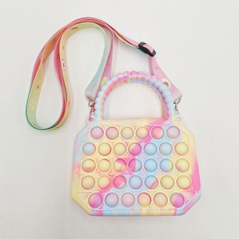 Piger Push Pop Bubble Squeeze Bag Colorblock Børnenyhed Crossbody Toy Baby Sød Taske