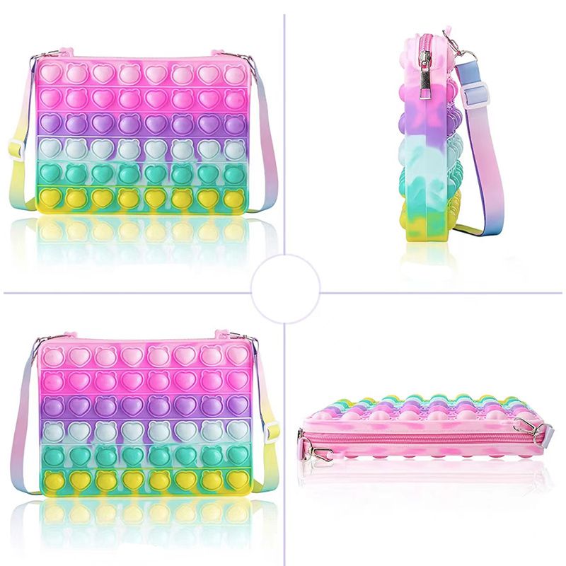 Piger Push Pop Bubble Squeeze Bag Colorblock Børnenyhed Crossbody Toy Baby Sød Taske