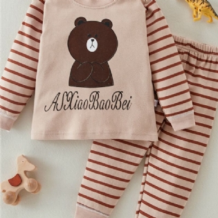 2 Stk Småbørnsdreng Animal Stripes Color-blok Pyjamas Sæt & Bukser