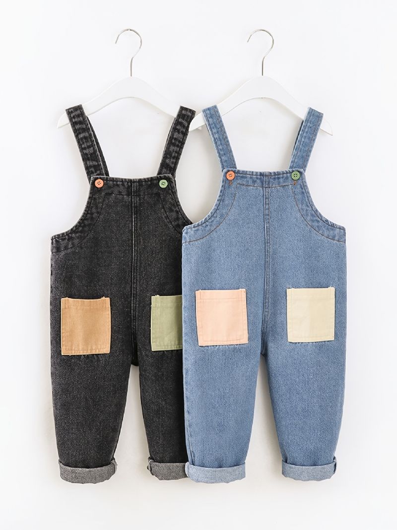 Baby Drenge Casual Vintage Denim Selebukser Med Stiklommer Til Vinter