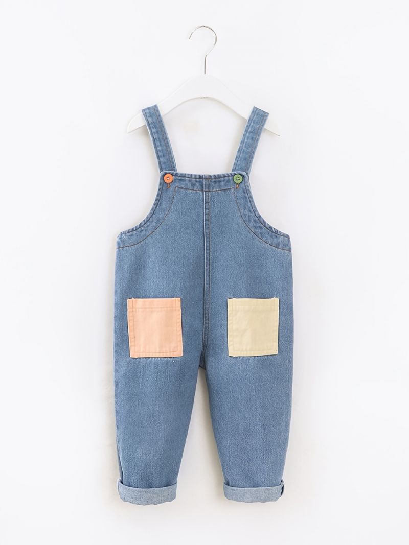 Baby Drenge Casual Vintage Denim Selebukser Med Stiklommer Til Vinter