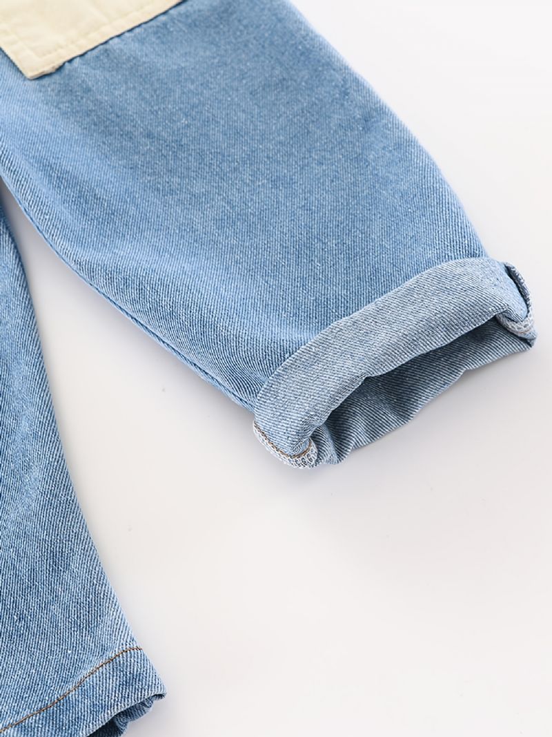 Baby Drenge Casual Vintage Denim Selebukser Med Stiklommer Til Vinter