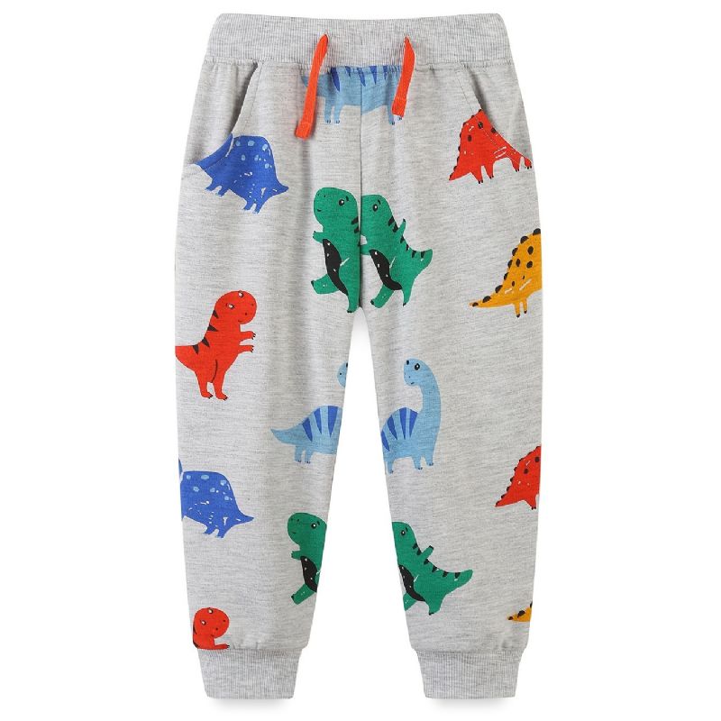 Baby Drenge Joggingbukser Elastisk Talje Dinosaur Print Snøre Sport Jogger Bukser Børnetøj