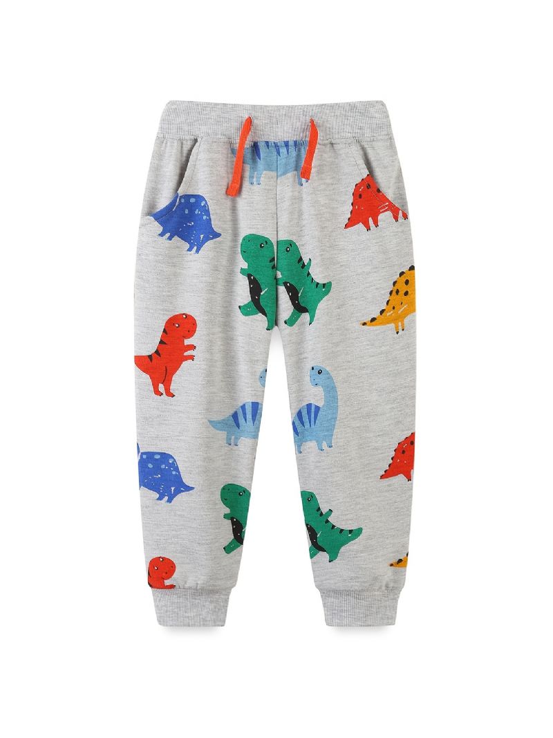 Baby Drenge Joggingbukser Elastisk Talje Dinosaur Print Snøre Sport Jogger Bukser Børnetøj