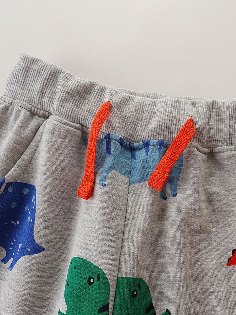 Baby Drenge Joggingbukser Elastisk Talje Dinosaur Print Snøre Sport Jogger Bukser Børnetøj