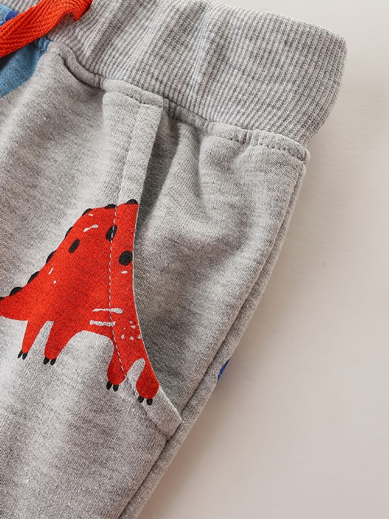 Baby Drenge Joggingbukser Elastisk Talje Dinosaur Print Snøre Sport Jogger Bukser Børnetøj