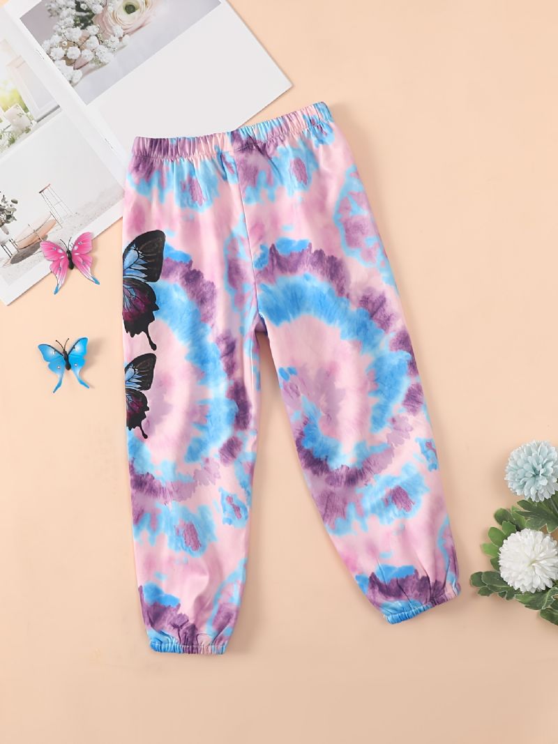 Babypiger Joggingbukser Elastisk Talje Sommerfugletryk Tie Dye Sport Joggerbukser Børnetøj