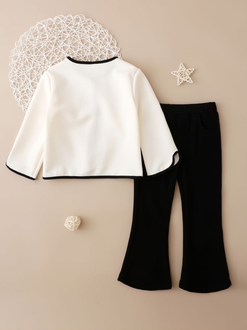 Christmas Price Cuts Piger Mode Outfit White Flared Sleeve Frakke & Pant