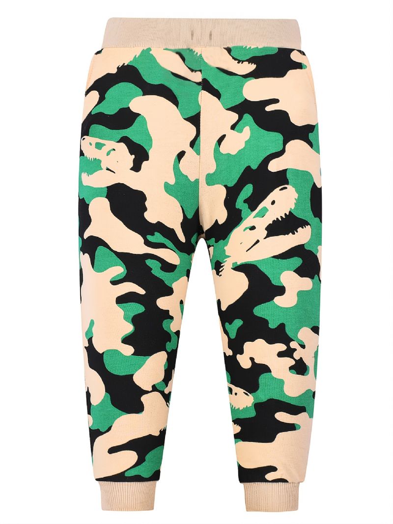 Drenge Camouflage Dinosaur Print Forår Efterår Sweatpants Med Snoretræk