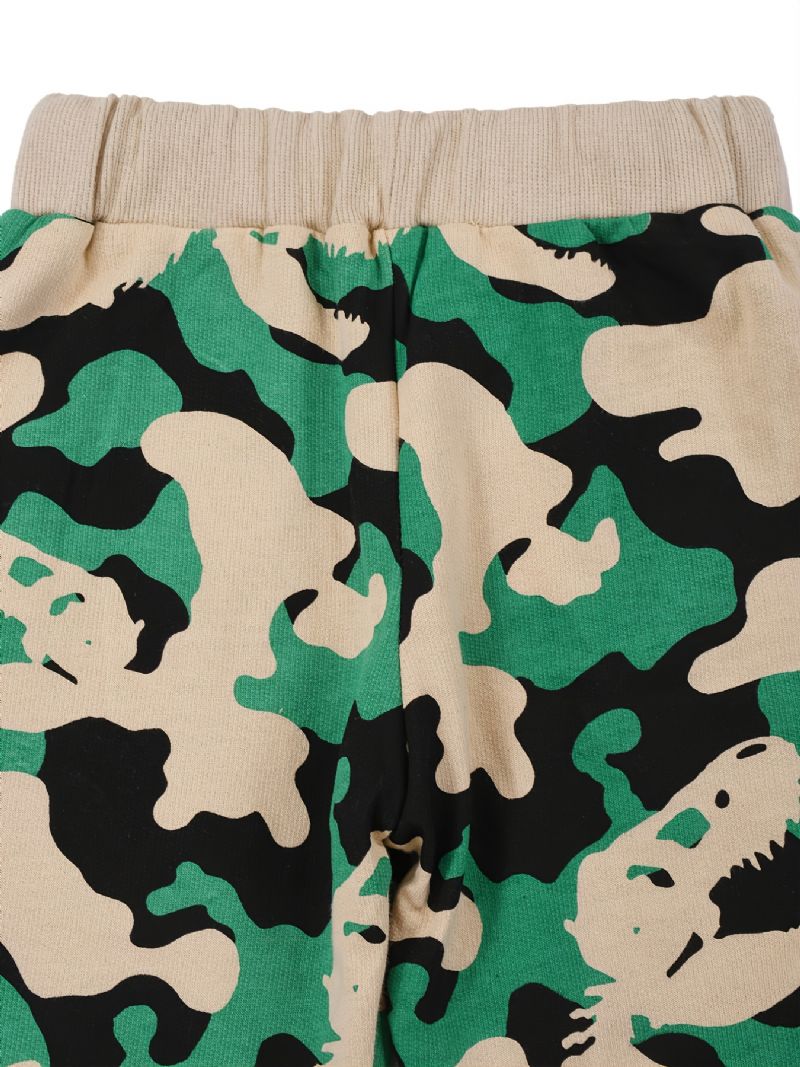 Drenge Camouflage Dinosaur Print Forår Efterår Sweatpants Med Snoretræk