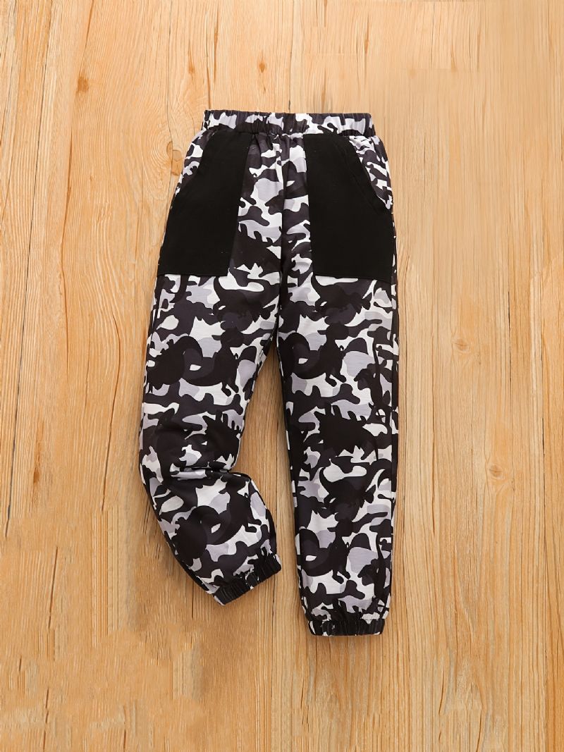 Drenge Casual Camouflage Pocket Front Elastisk Talje Sportsbukser Tøj