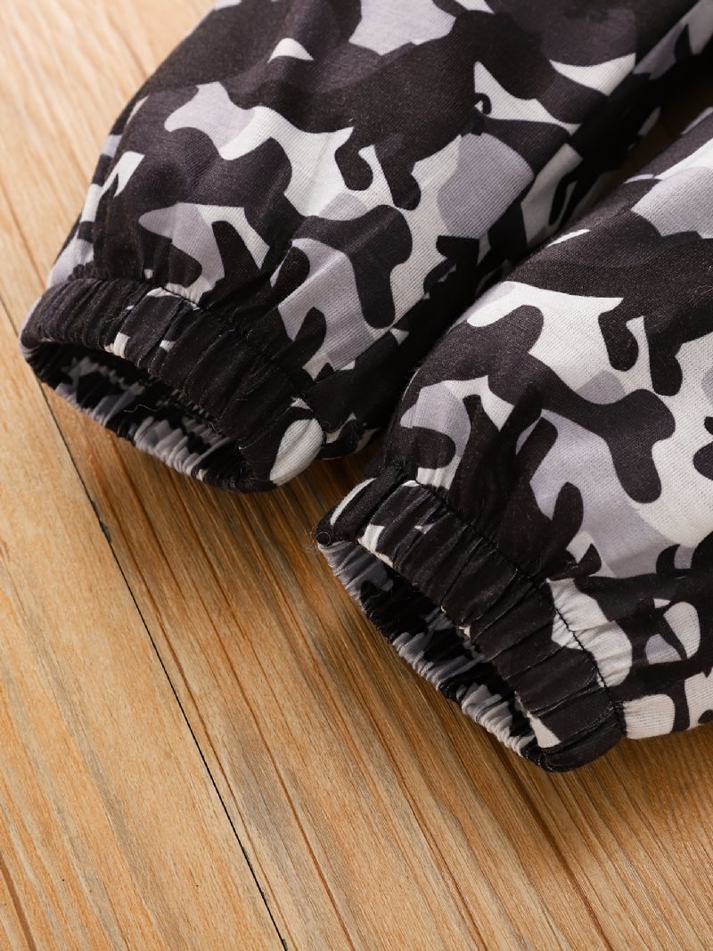 Drenge Casual Camouflage Pocket Front Elastisk Talje Sportsbukser Tøj