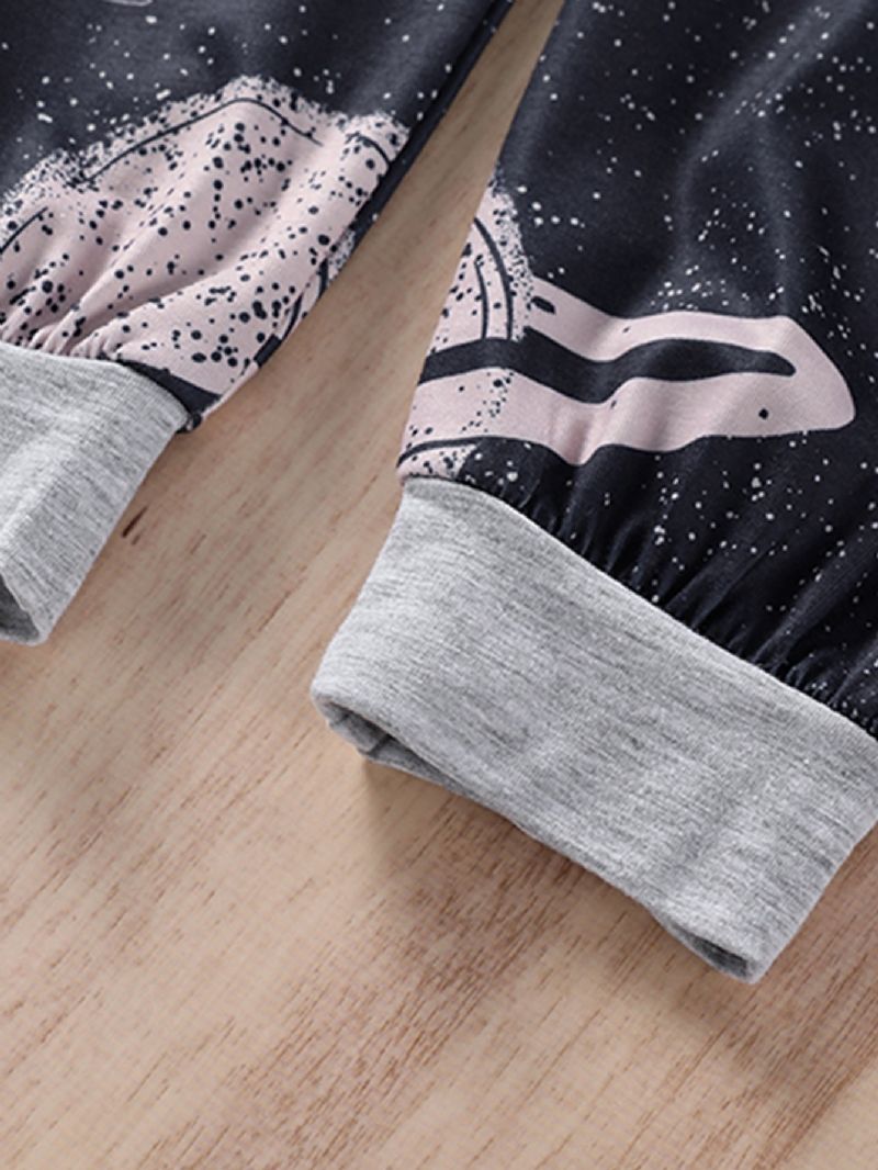 Drenge Cosmic Print Crew Neck Top & Bukser Loungewear