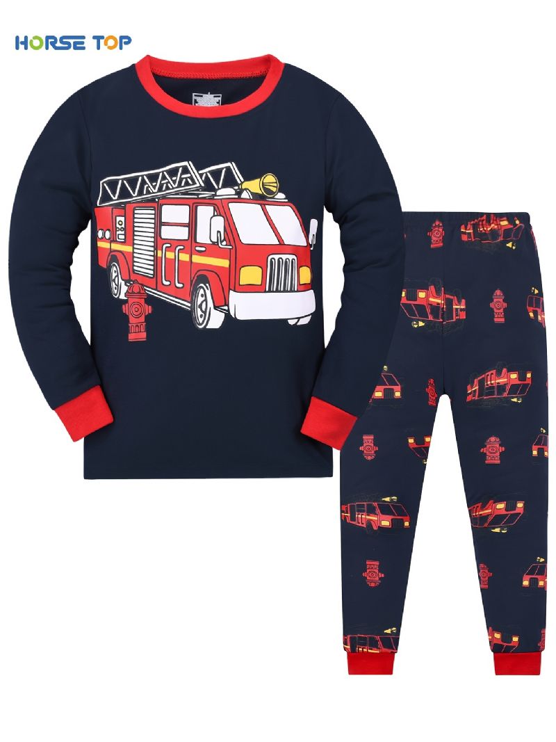 Drenge Firtruck Langærmet Sweatshirt + Bukser Pyjamas Sæt Børnetøj