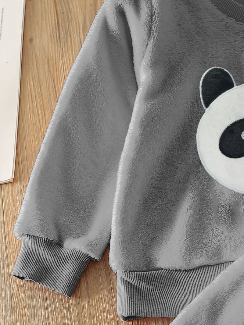 Drenge Fleece Panda Langærmet Pullover Top + Bukser Sæt Børnetøj