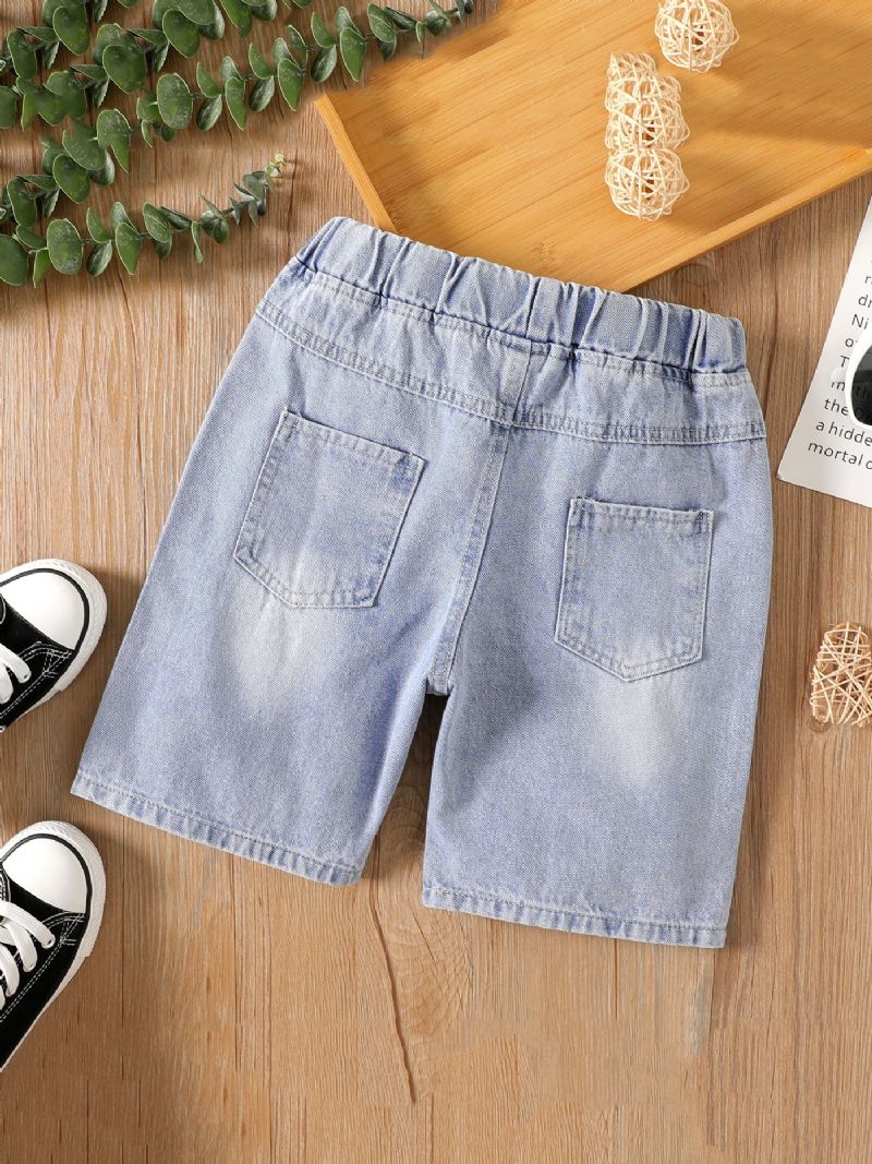 Drenge Grå Denim Ripped Casual Shorts Løse Bukser