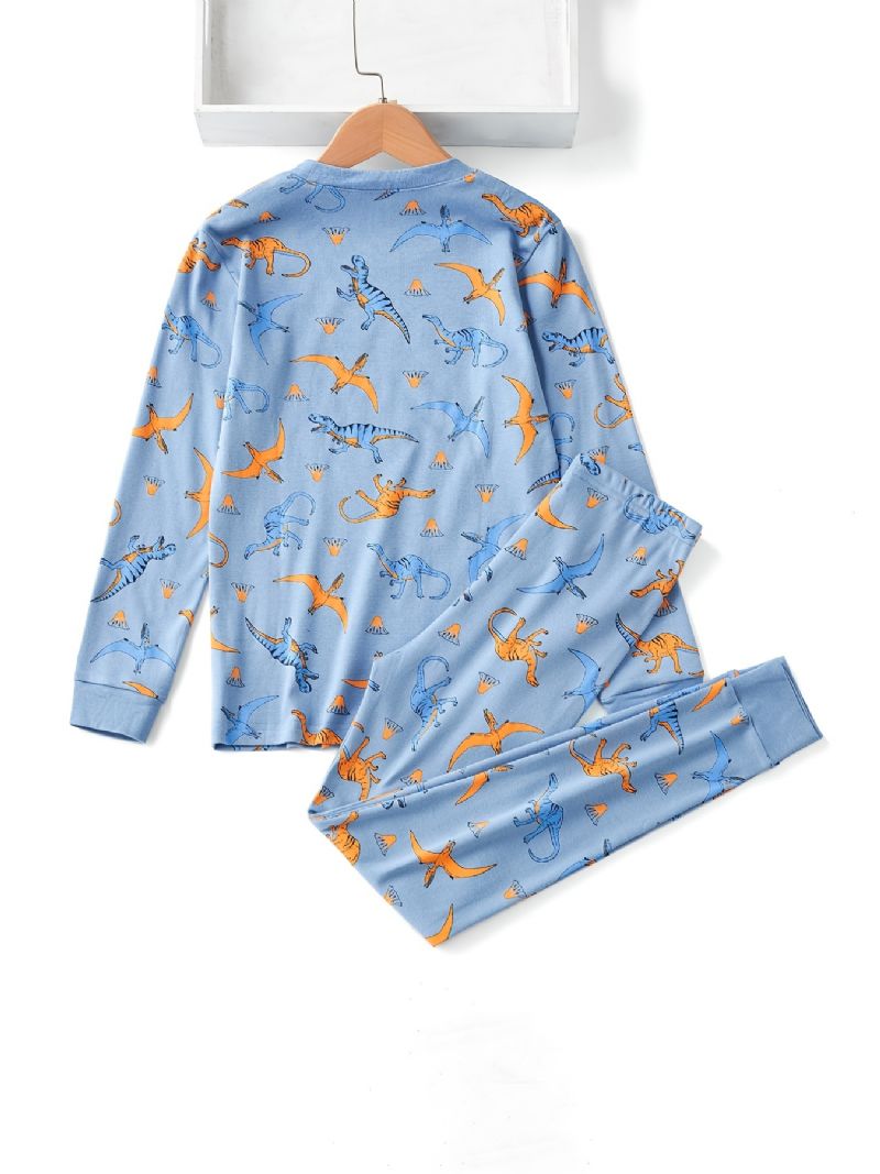 Drenge Lounge Wear Homewear Langærmet Top & Matchende Bukser Sæt Med Dinosaur Print