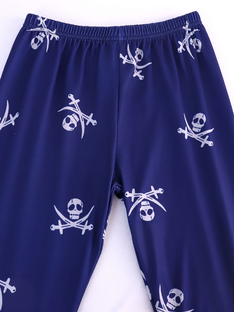 Drenge Pyjamas Familieoutfit Piratprint Rundhalset Langærmet Top Og Buksesæt Børnetøj