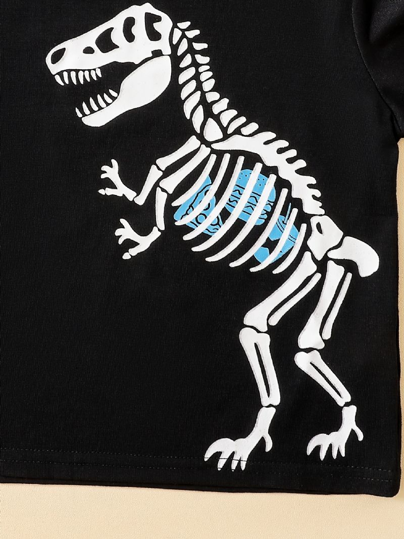 Drenge Pyjamas Sæt Pullover Sweatshirt & Matchende Bukser Sæt Med Dinosaur Print