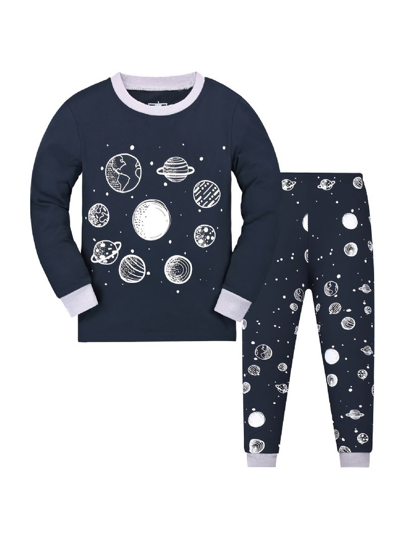 Drenge Space Print Pyjamas Sæt Langærmede Bukser Sæt