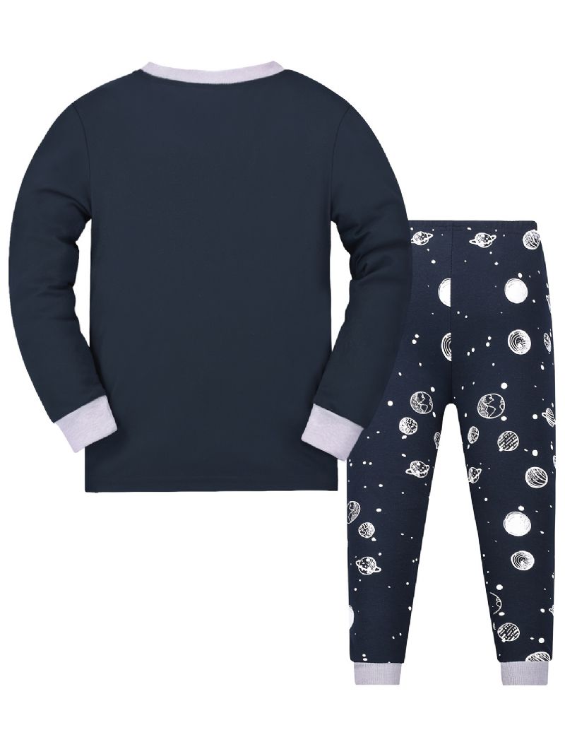 Drenge Space Print Pyjamas Sæt Langærmede Bukser Sæt