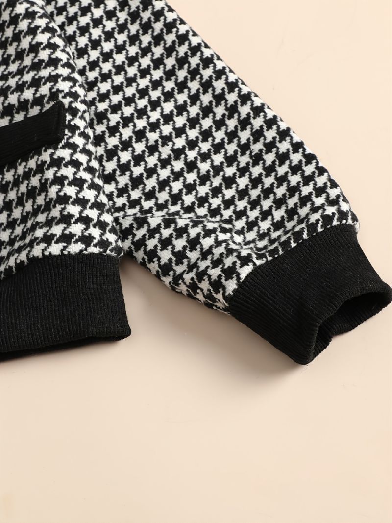 Piger Houndstooth Plaid Toppe Med Knapper+ Bukser Til Efterår Og Vinter Nyhed