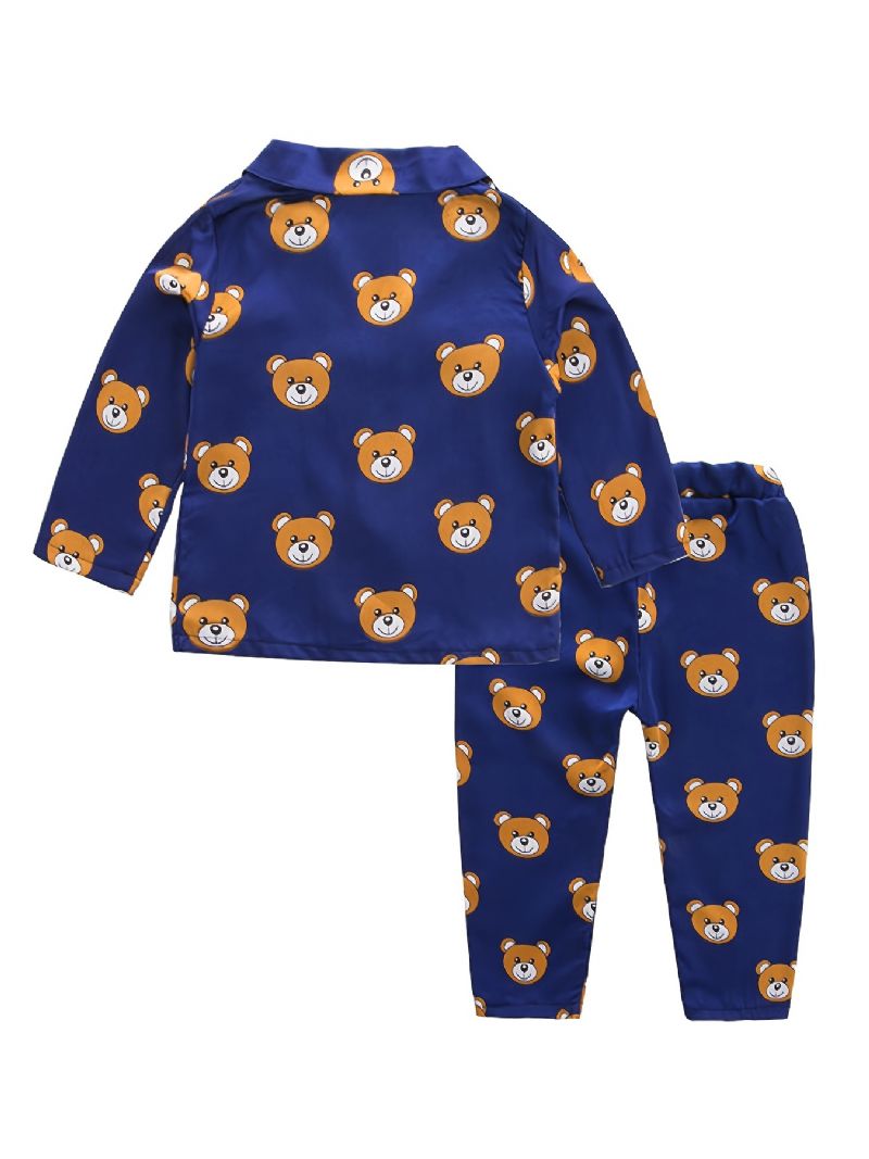 Småbørn Baby Pyjamas Familietøj Bear Print Langærmet Top & Bukser Sæt Til Drenge Piger Børnetøj