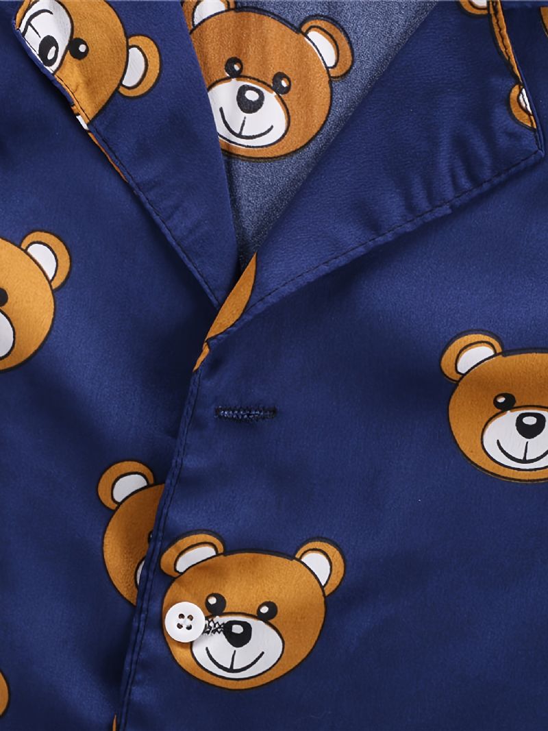 Småbørn Baby Pyjamas Familietøj Bear Print Langærmet Top & Bukser Sæt Til Drenge Piger Børnetøj