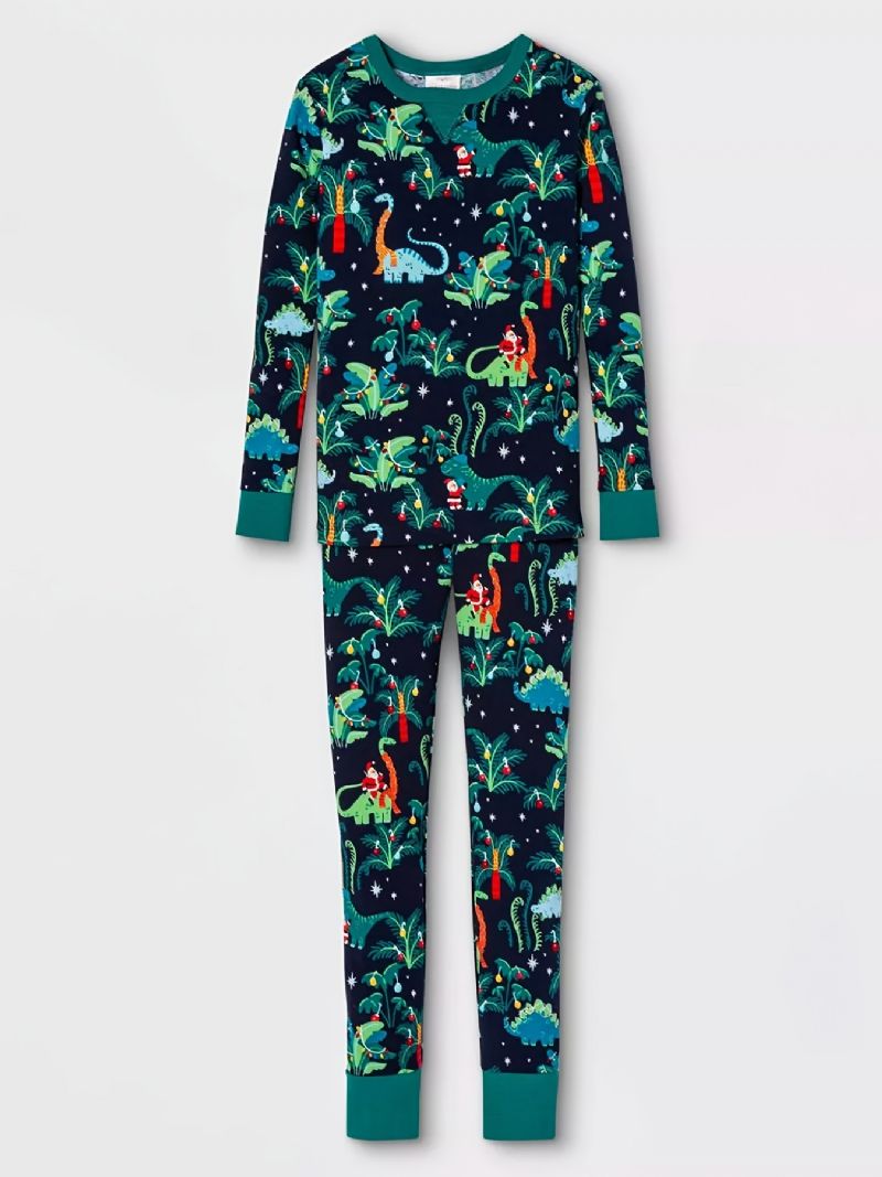 Toddler Baby Pyjamas Familie Outfit Dinosaur Print Rund Hals Langærmet Top & Bukser Til Drenge Piger