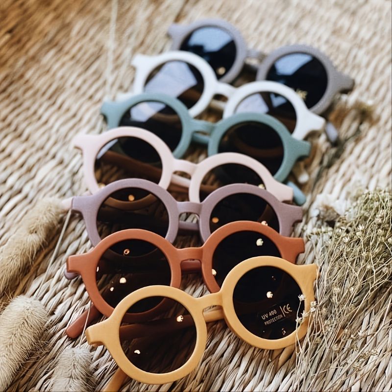 1 Stk Børn Vintage Moderigtigt Rund Stel Solbriller Med Briller Etui