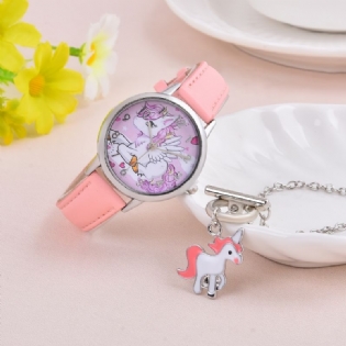 Børnepiger Unicorn Ur & Charm Armbånd Sæt 2 Stk