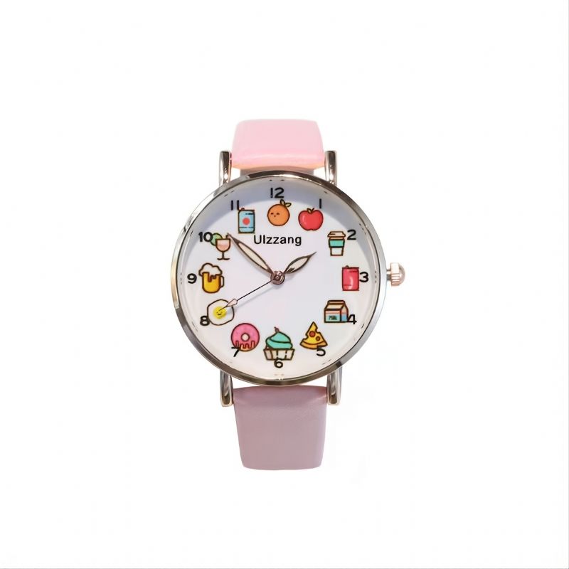 Børns Simple Chic Runde Quartz Watch + Butterfly Armbånd