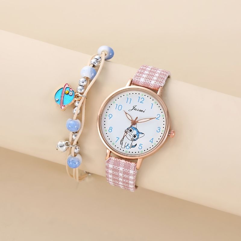 Simple Mode Quartz Watch + Cute Pendant Armbånd