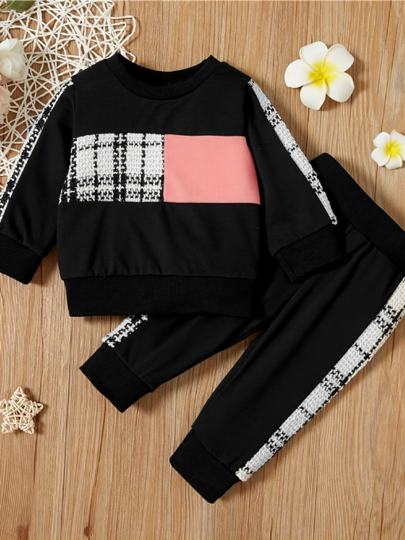 2 Stk Baby Pige Casual Rund Hals Sweatshirts Bukser Sæt