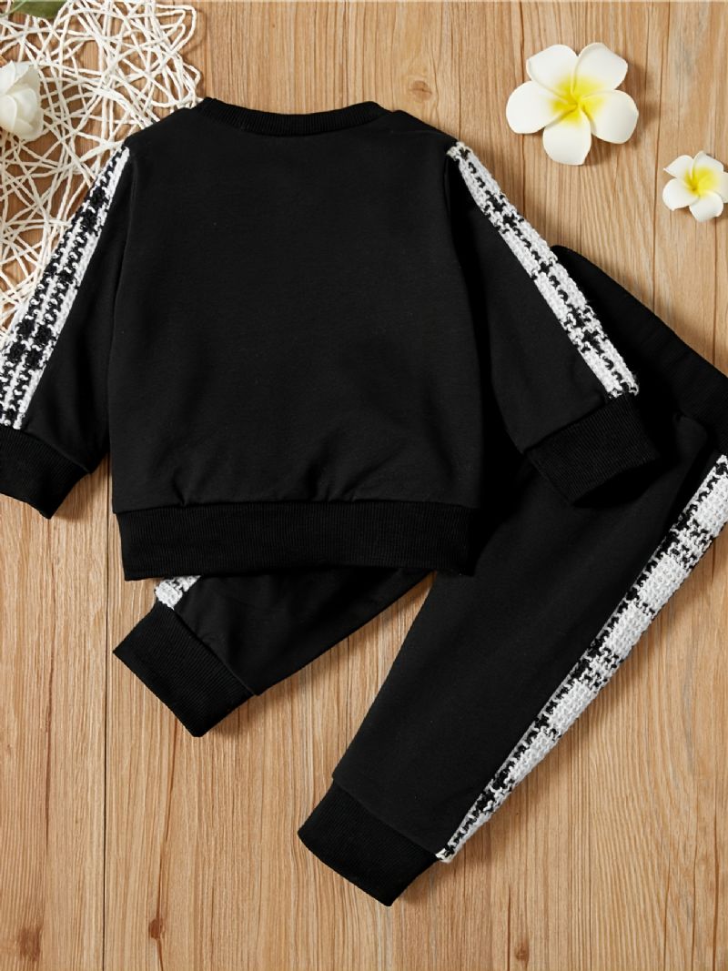 2 Stk Baby Pige Casual Rund Hals Sweatshirts Bukser Sæt