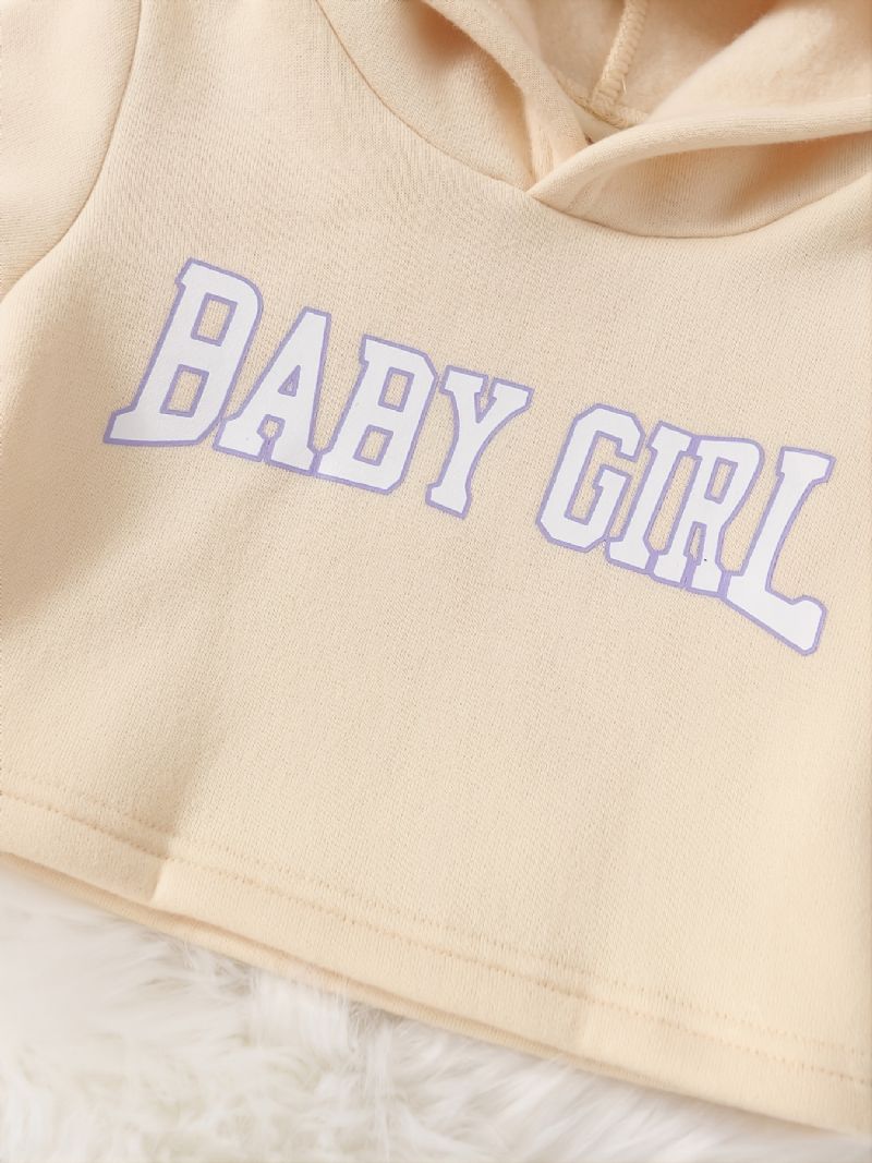 2 Stk Baby Piger Hættetrøje Brevtryk Langærmet Pullover Sweatshirt & Bukser Sæt