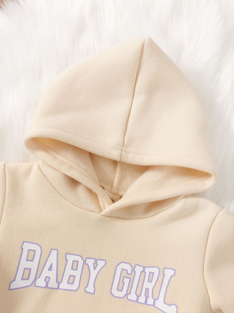 2 Stk Baby Piger Hættetrøje Brevtryk Langærmet Pullover Sweatshirt & Bukser Sæt